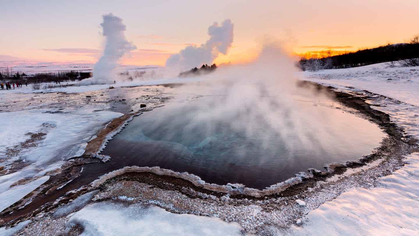 Geothermal area steaming boreholes