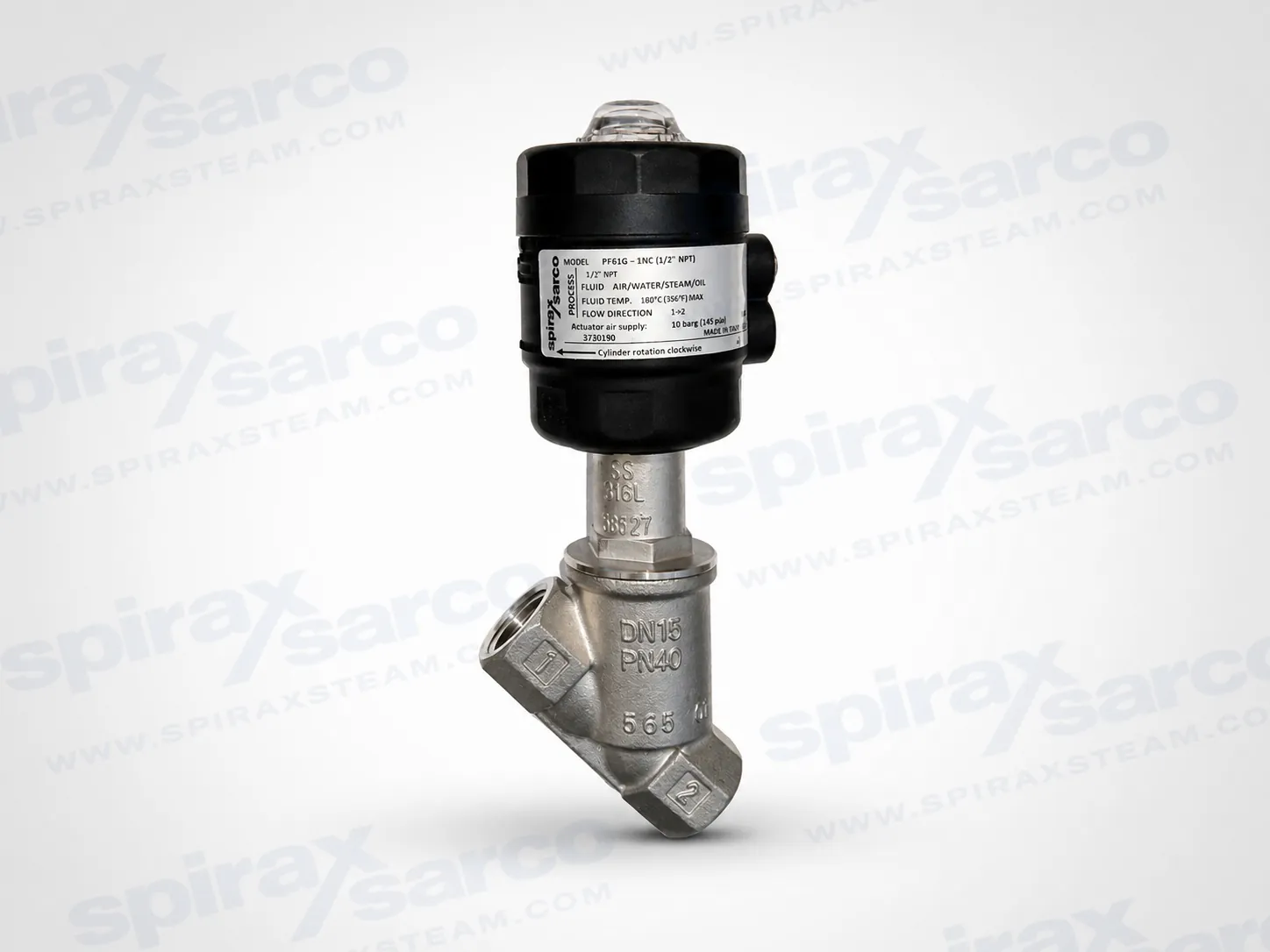 PF61G Válvula liga/desliga acionada por pistão de aço inoxidável