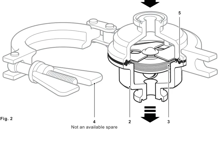 Bản vẽ bảo trì tháo rời của bẫy hơi vi sinh BT6-BH thể hiện cụm viên nang, gioăng, thân đầu ra và kẹp an toàn
