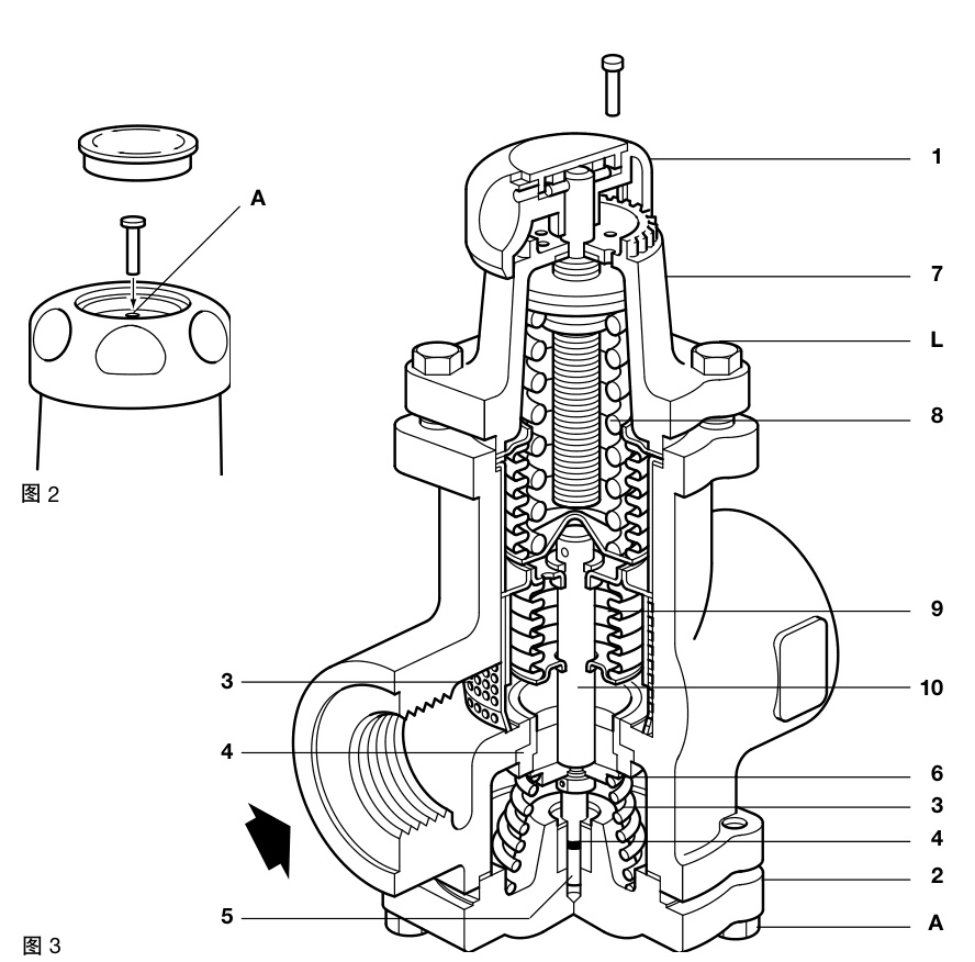 BRV71 internal construction drawing with adjustment spring, bellows, strainer, plug and bottom cover components identified
